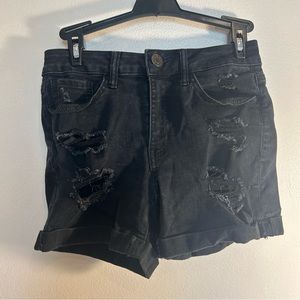 So Branded Black Jean Shorts With Rips